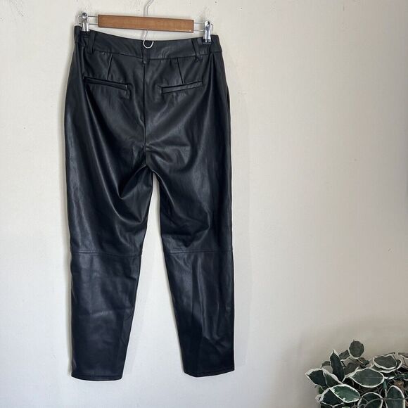 Nili Lotan x Target High Rise Ankle Faux Leather Pants Size 2 Straight Leg Black - Picture 2 of 7